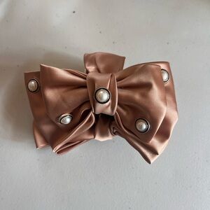 Elegant Satin Bow Hair Clip with Pearl Accents
